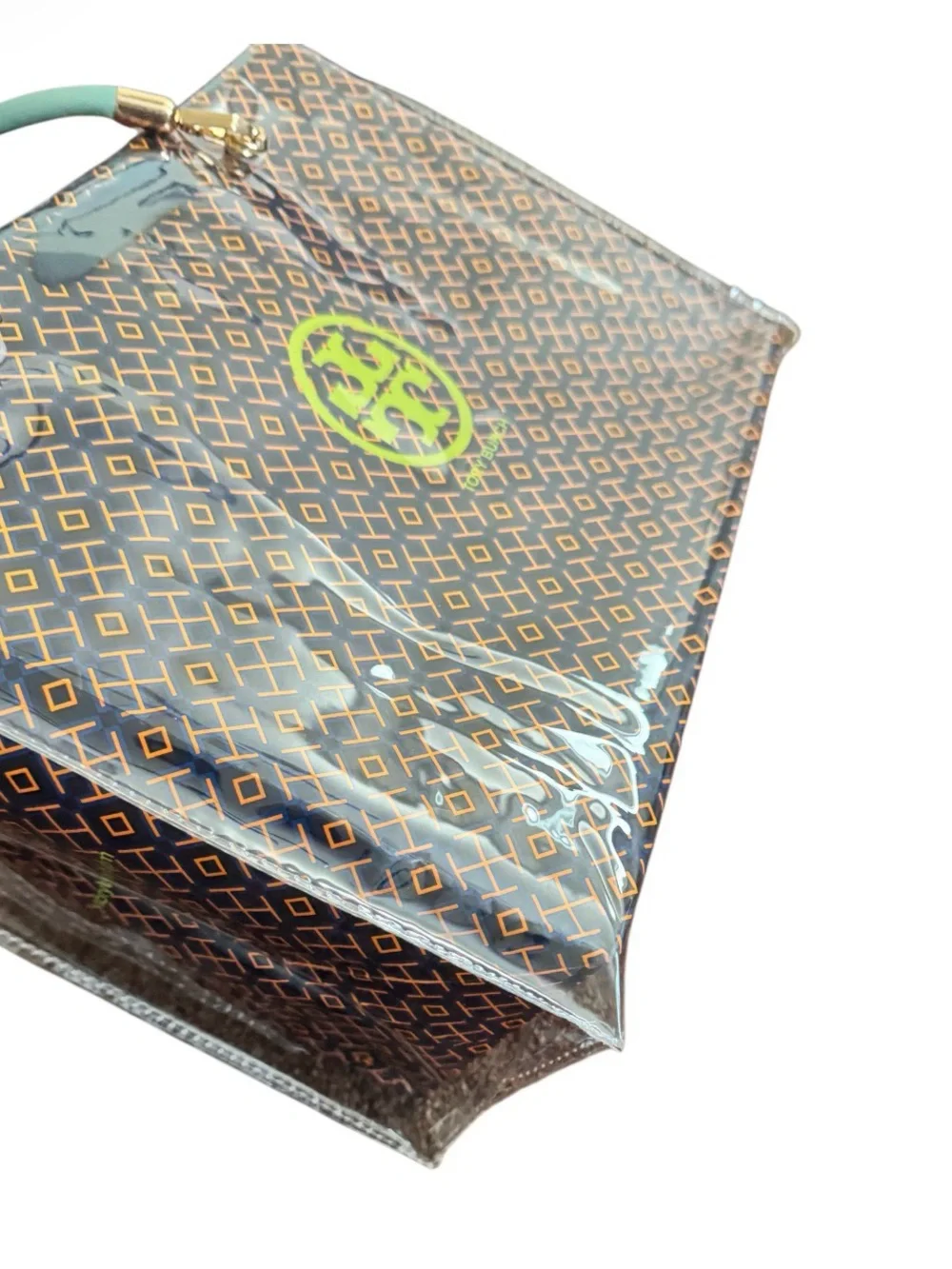 Upcycled Tory Burch Mini Tote – Green Handle Handcrafted Bag